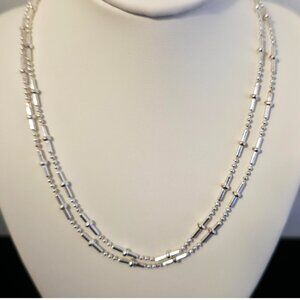 Sterling Silver Mini Bar Ball Link 2-Tier Necklace